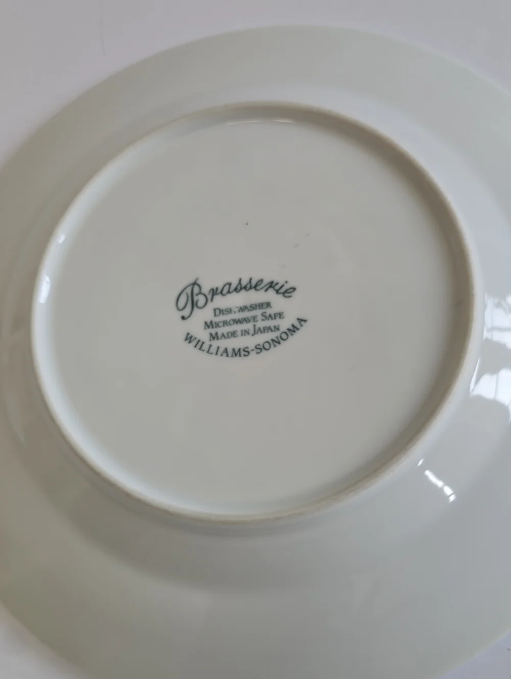 Williams Sonoma Set Of 3 Brasserie Salad Plates Porcelain White Green Rim Japan